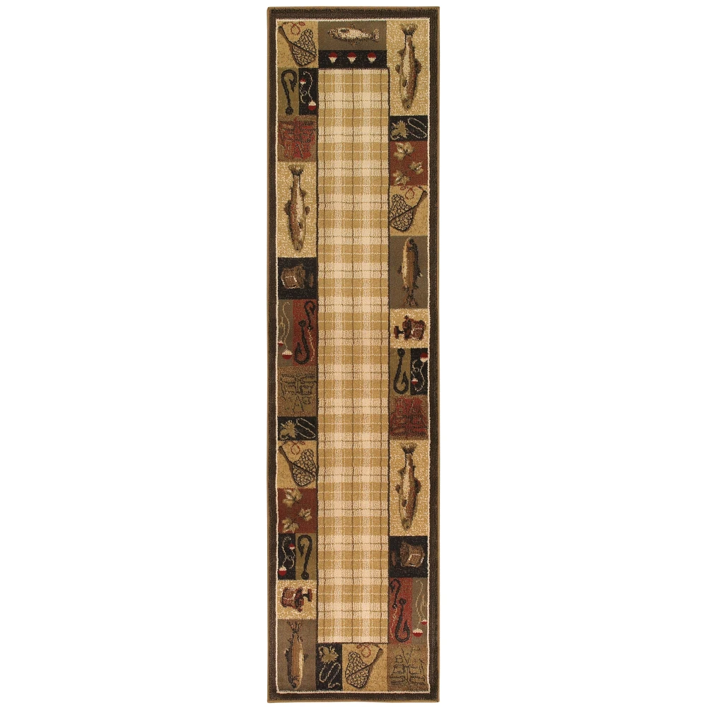 Hudson 1065B Beige/ Black Indoor Area Rug - 1'10