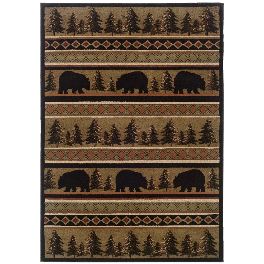 Hudson 1066A Black/ Beige Indoor Area Rug - 5'3