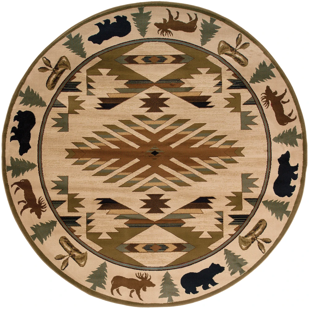 Hudson 1072A Ivory/ Green Indoor Area Rug - 7'8