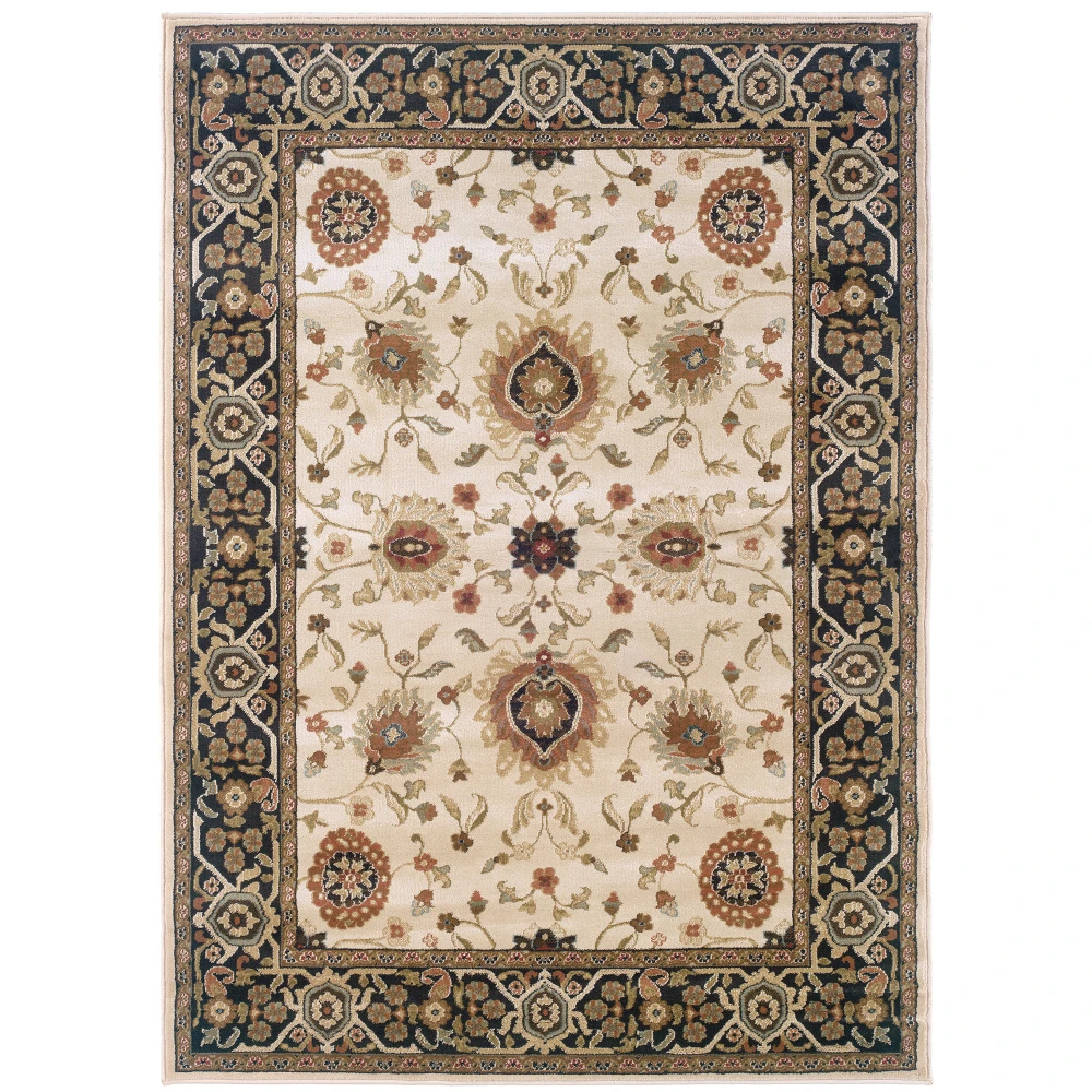 Hudson 1338C Beige/ Black Indoor Area Rug - 6'7
