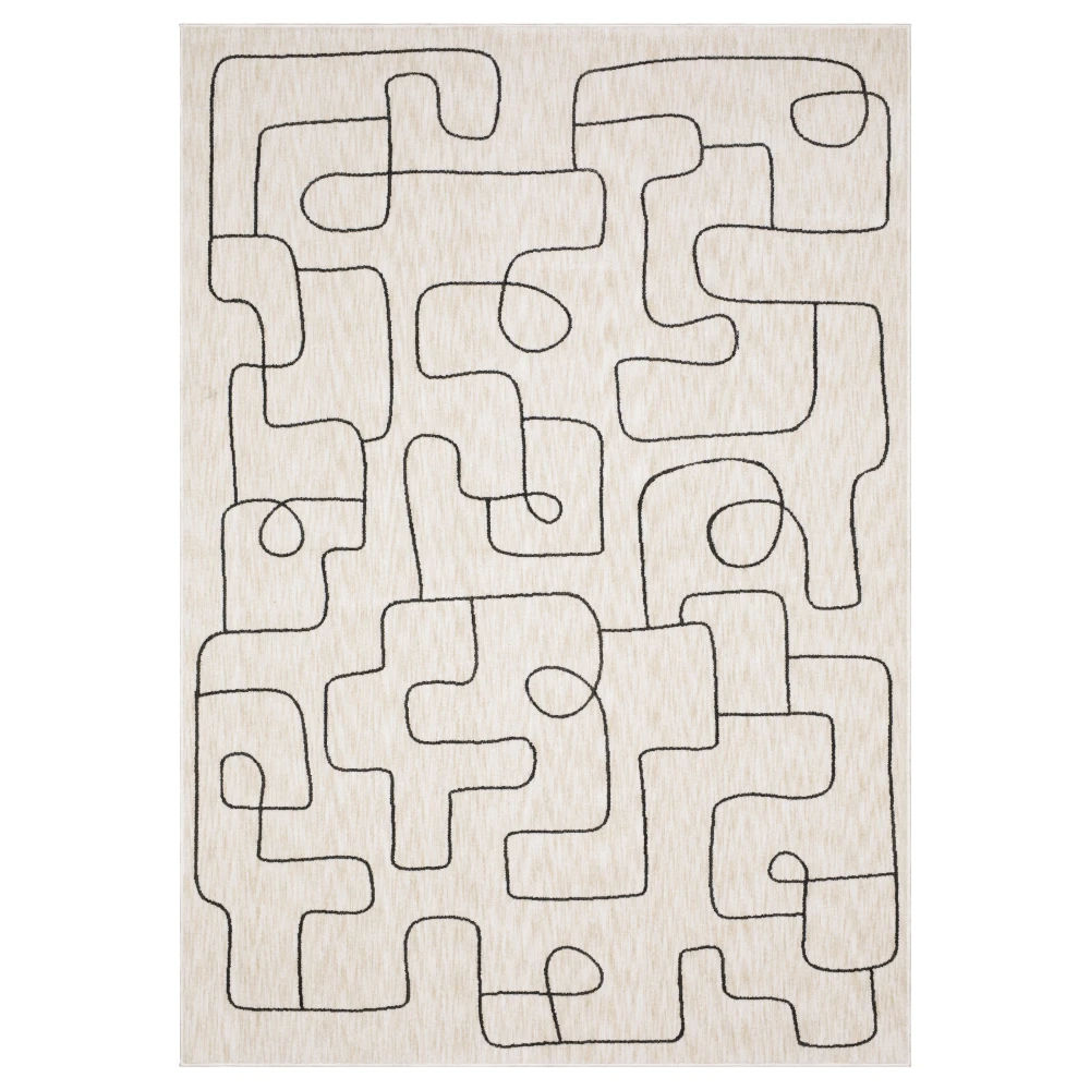 Hunter HNT06 Beige/ Black Indoor Area Rug - 6'7