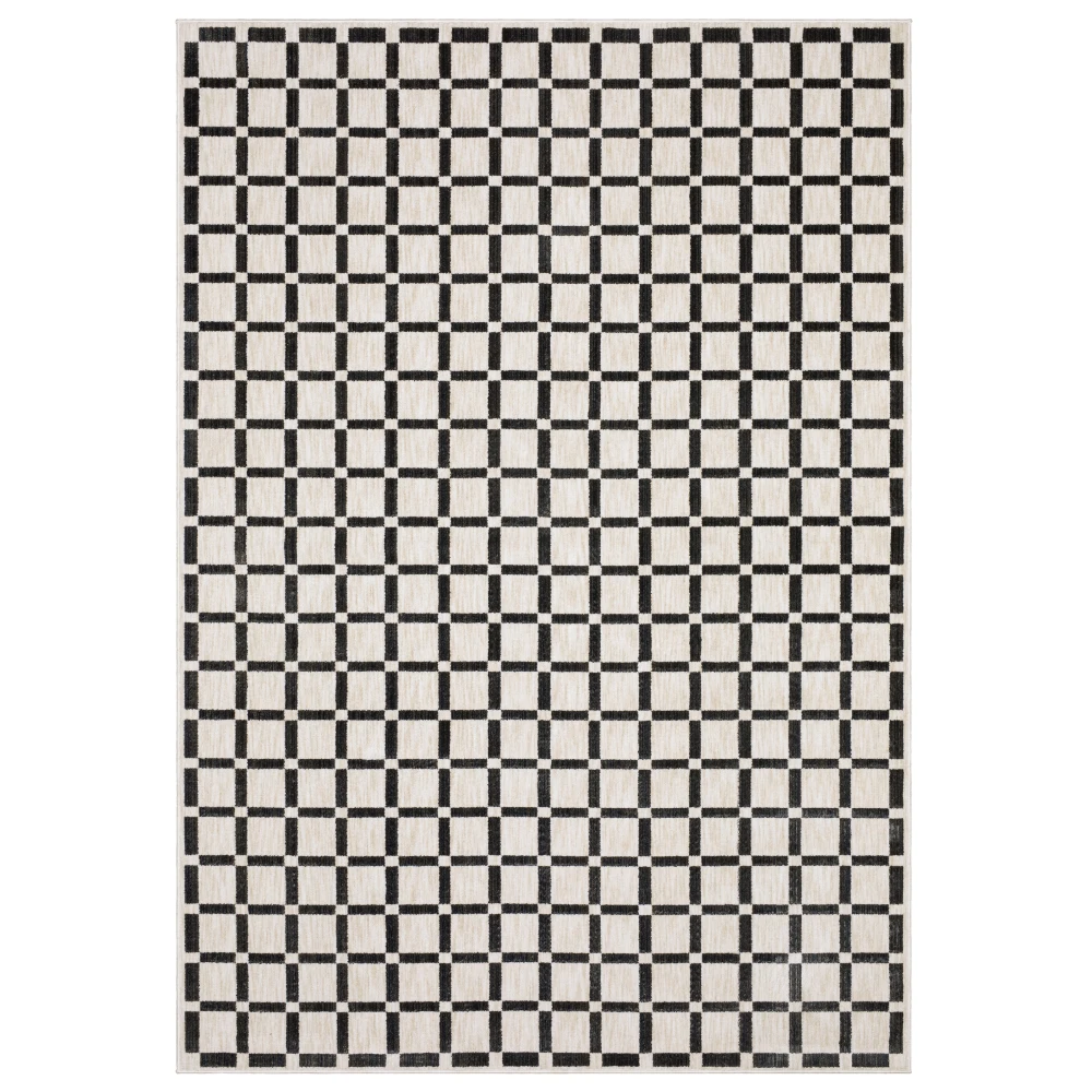 Hunter HNT08 Beige/ Black Indoor Area Rug - 3'3