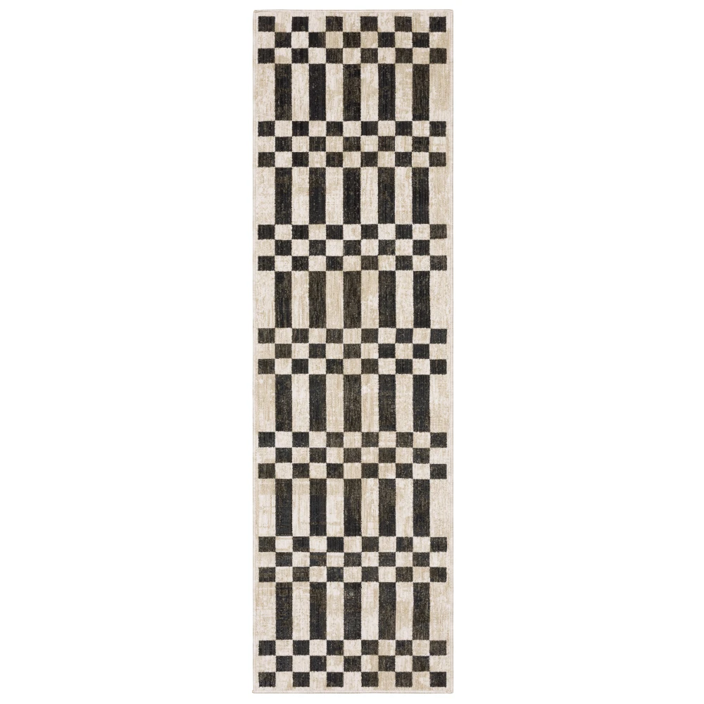 Hunter HNT10 Beige/ Black Indoor Area Rug - 2'3