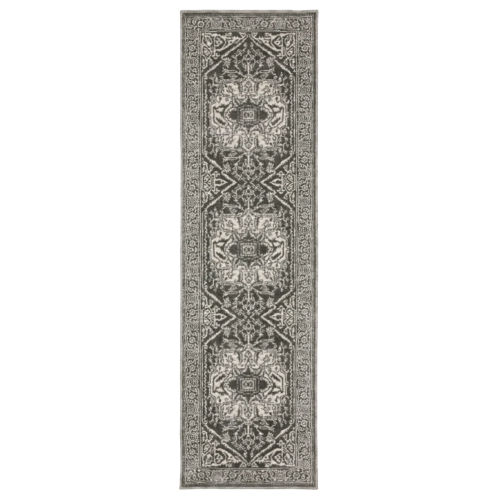 Intrigue INT04 Grey/ Ivory Indoor Area Rug - 2'3