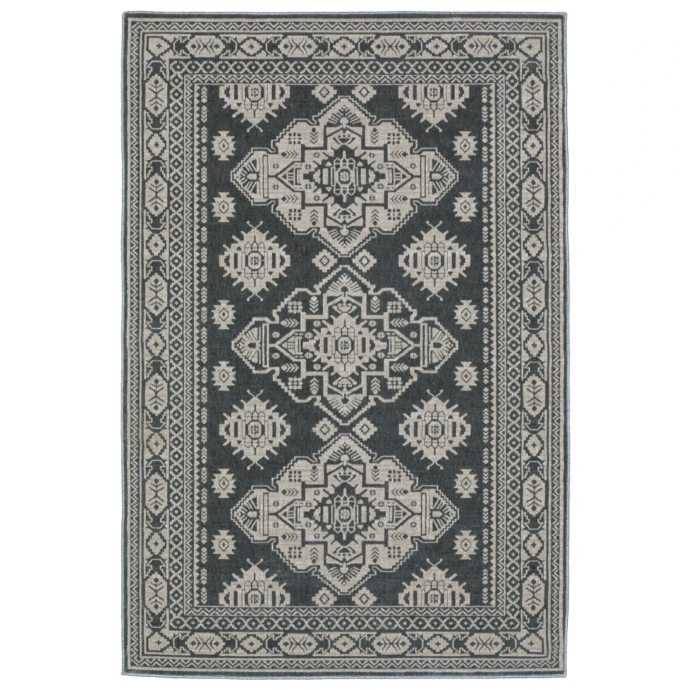Intrigue INT05 Blue/ Grey Indoor Area Rug - 3'10