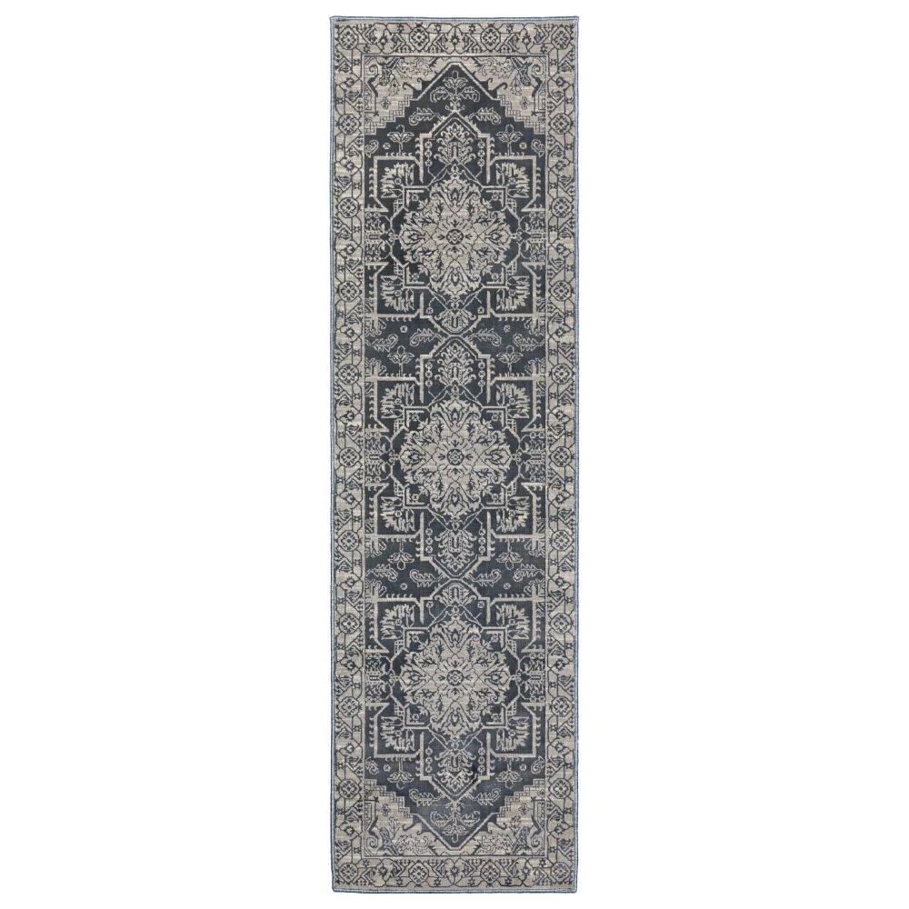 Intrigue INT07 Blue/ Grey Indoor Area Rug - 2'3