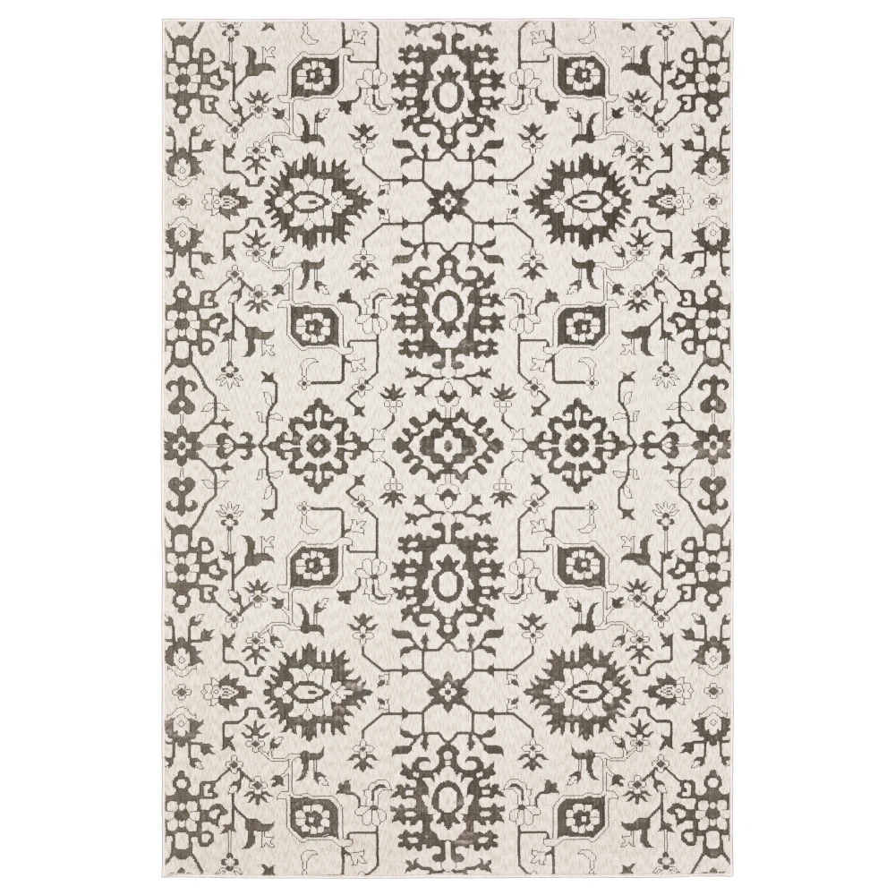 Intrigue INT08 Ivory/ Grey Indoor Area Rug - 3'10