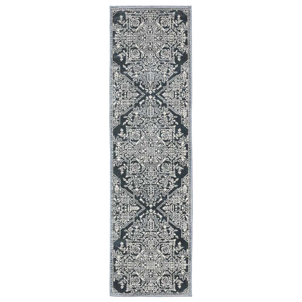 Intrigue INT10 Blue/ Ivory Indoor Area Rug - 2'3
