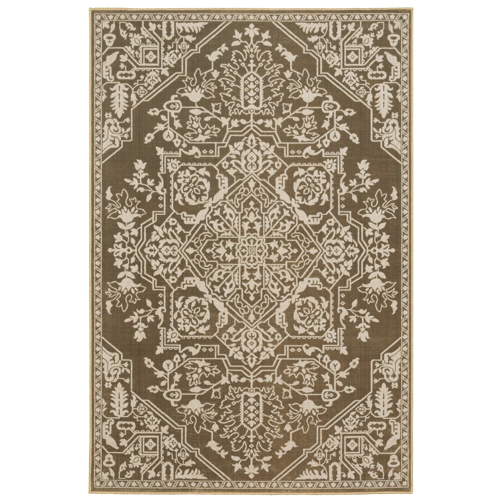 Intrigue INT11 Gold/ Beige Indoor Area Rug - 5'3