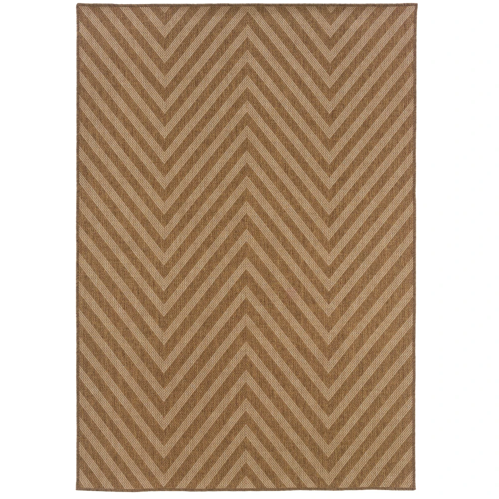 Karavia 1330X Tan/ Light Tan Indoor/Outdoor Area Rug - 1'9