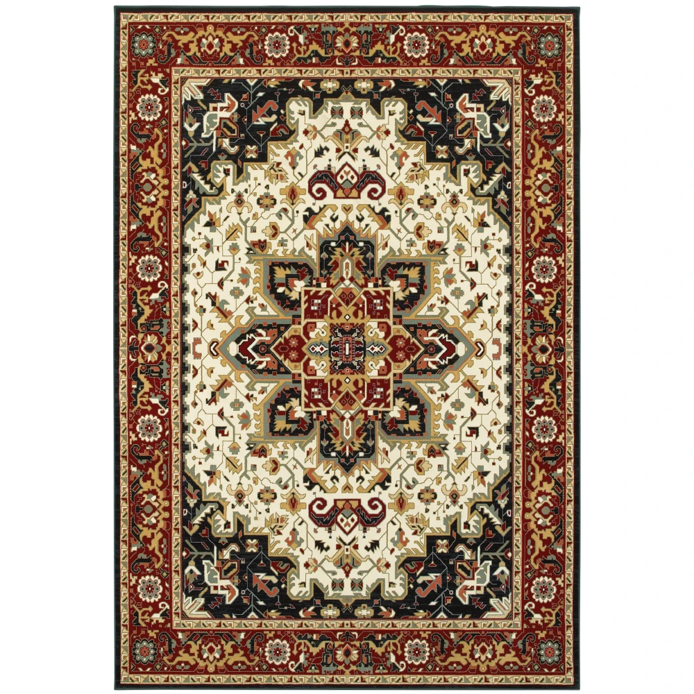 Kashan 096W1 Red/ Ivory Indoor Area Rug - 5'3