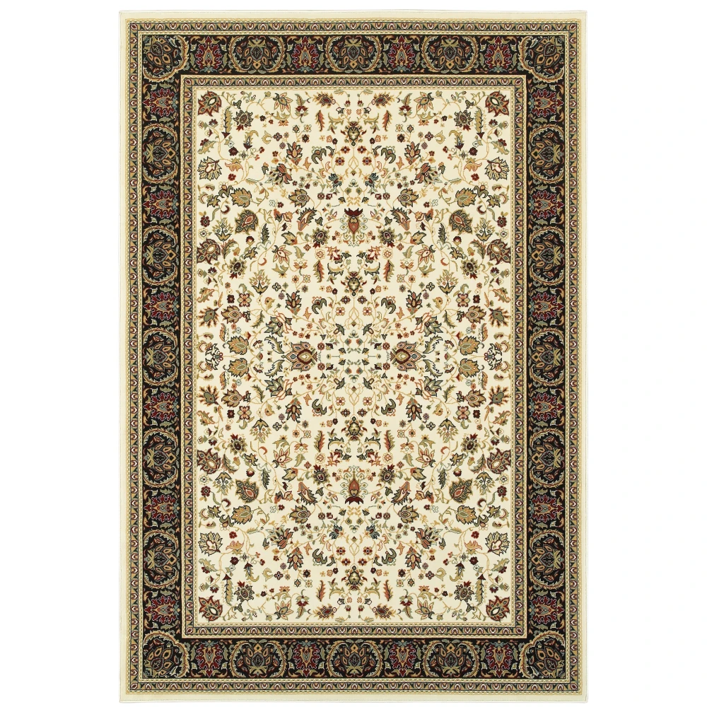 Kashan 108X1 Ivory/ Black Indoor Area Rug - 3'10
