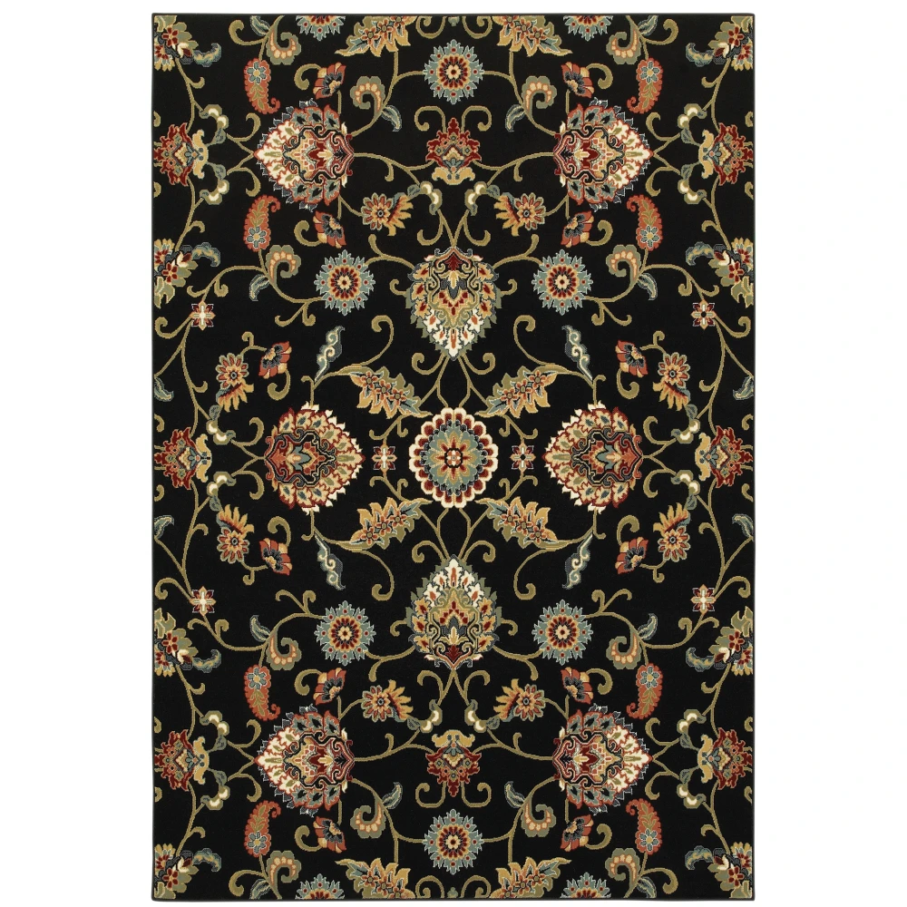 Kashan 9946K Black/ Multi Indoor Area Rug - 5'3