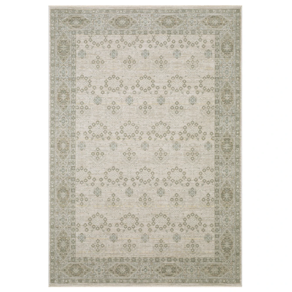 Keaton KEA04 Beige/ Green Indoor Area Rug - 9'10