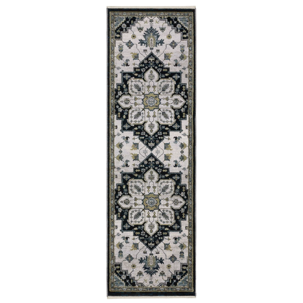 Keira KEI04 Blue/ Grey Indoor Area Rug - 2'3