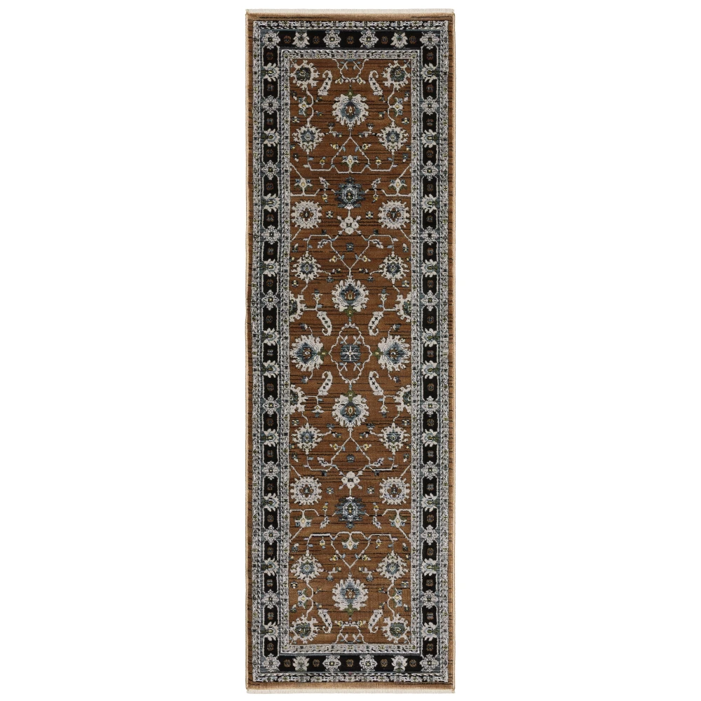 Keira KEI05 Rust/ Grey Indoor Area Rug - 2'3