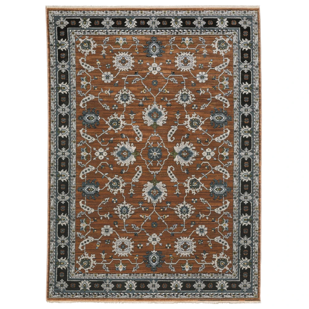 Keira KEI05 Rust/ Grey Indoor Area Rug - 3'3