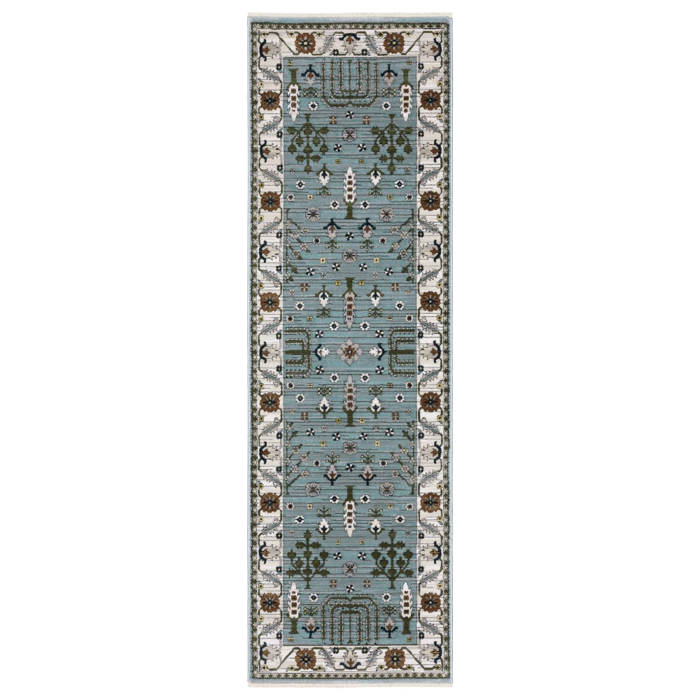 Keira KEI06 Pale Blue/ Green Indoor Area Rug - 2'3