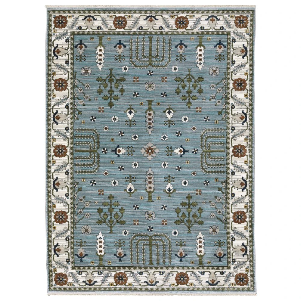 Keira KEI06 Pale Blue/ Green Indoor Area Rug - 6'7