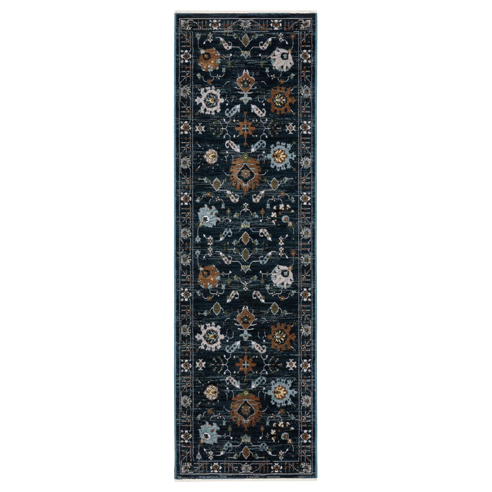 Keira KEI08 Navy/ Rust Indoor Area Rug - 2'3