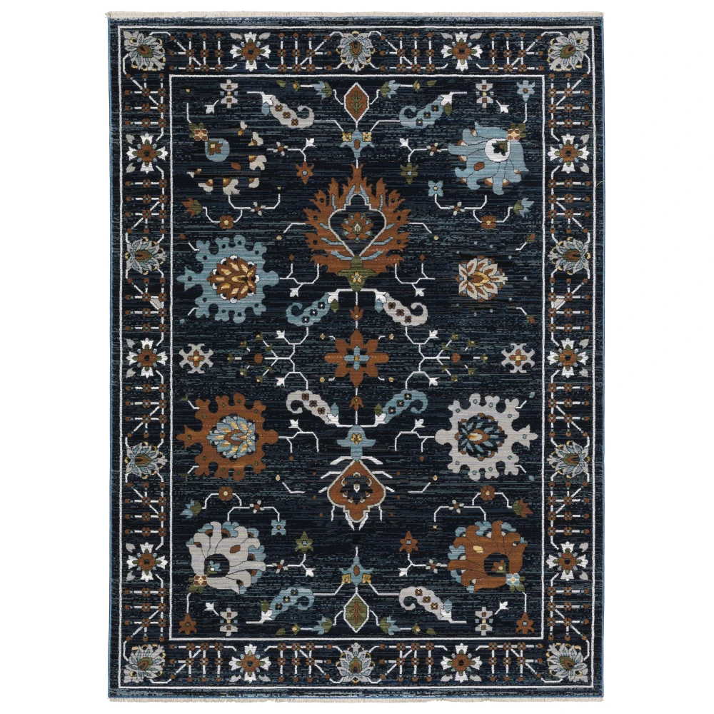 Keira KEI08 Navy/ Rust Indoor Area Rug - 9'10