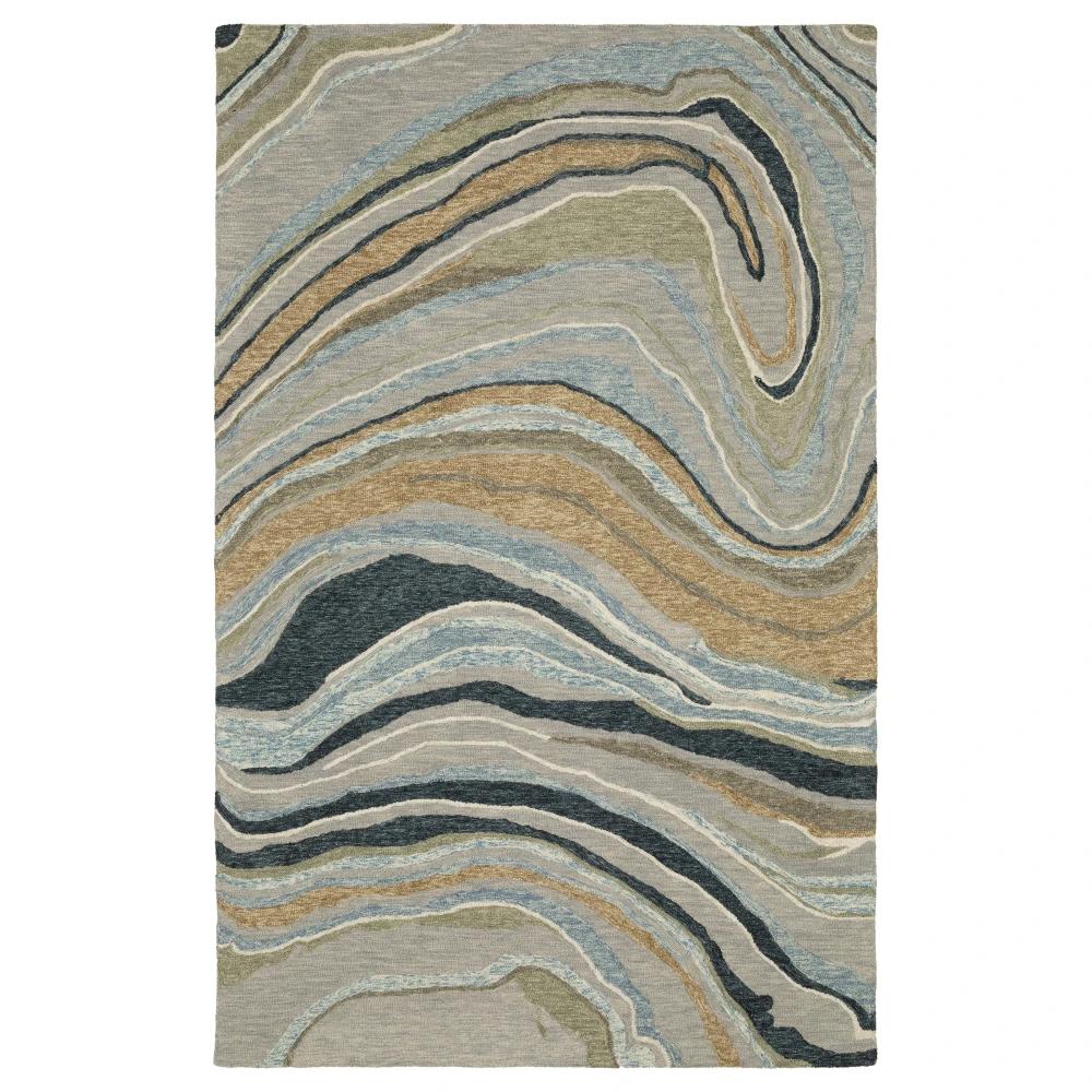 Kipton KIP07 Grey/ Blue Indoor Area Rug - 5' x 8'