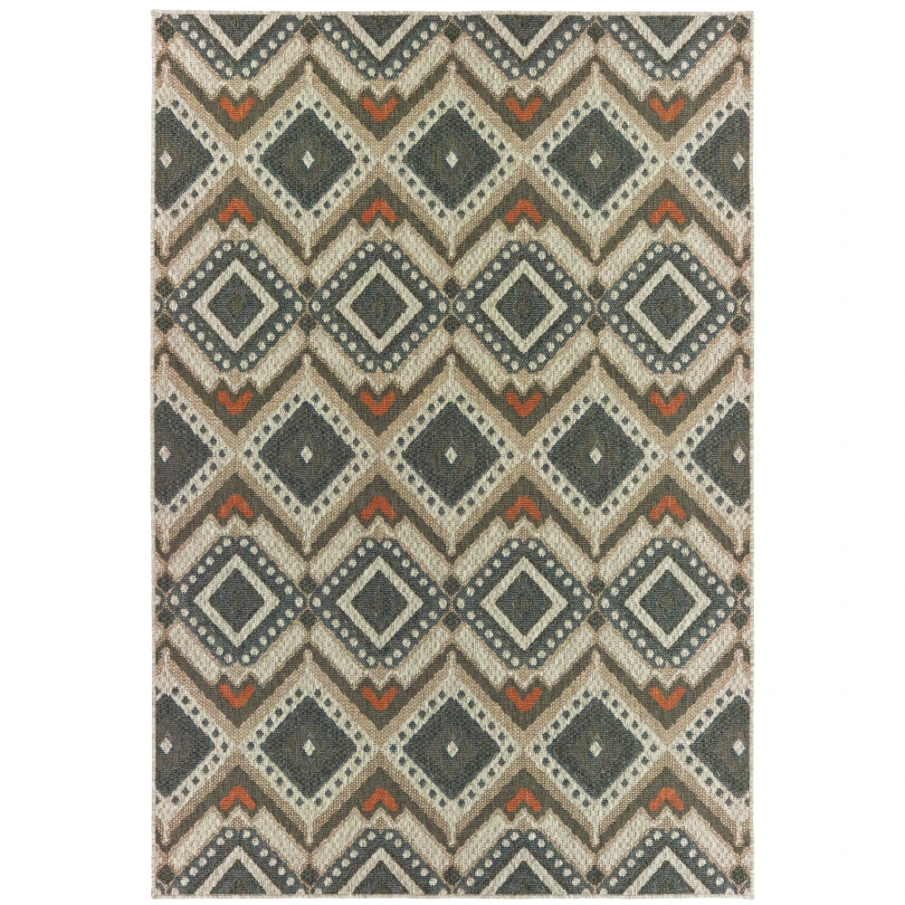 Latitude 002X3 Grey/ Orange Indoor/Outdoor Area Rug - 5'3