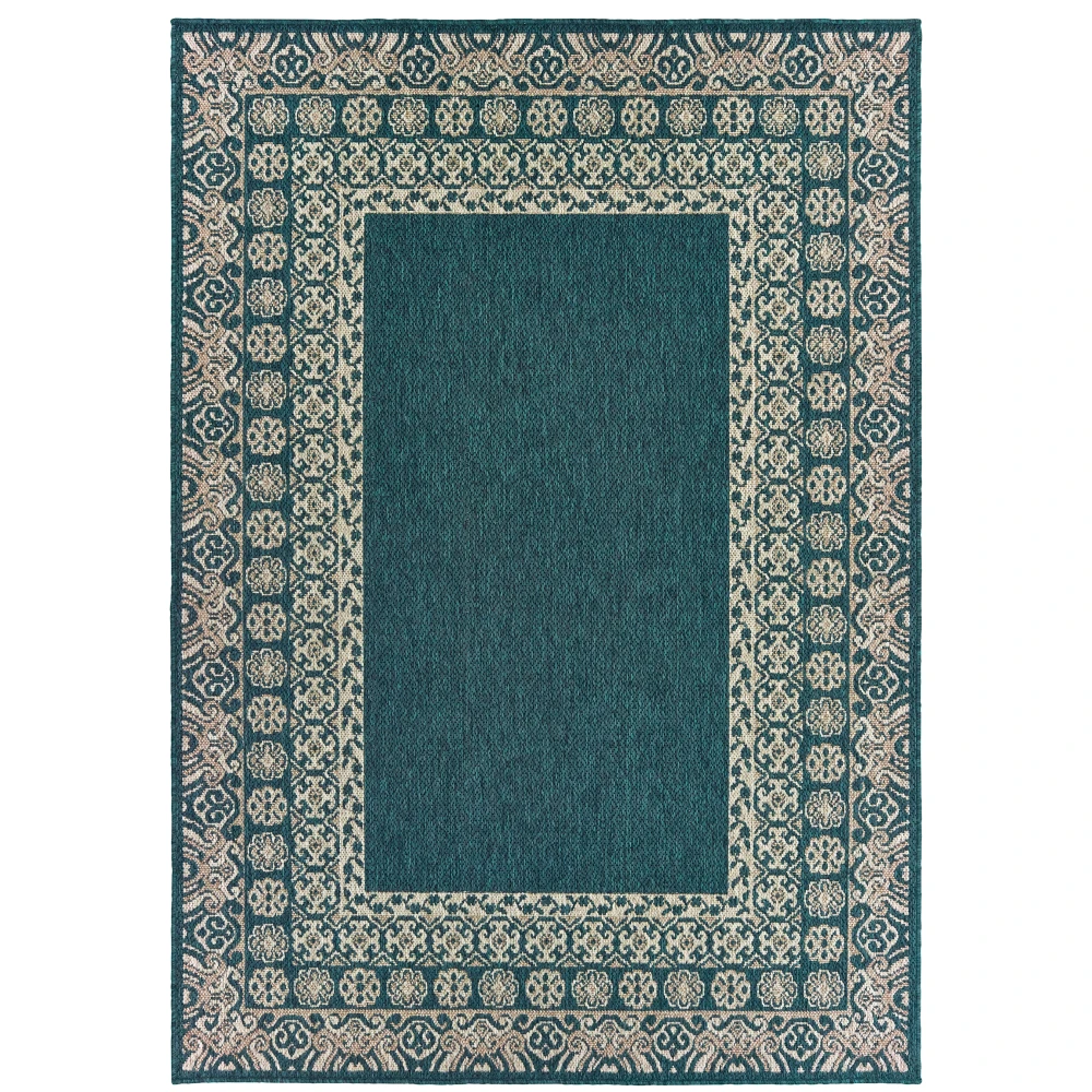 Latitude 1503B Teal/ Grey Indoor/Outdoor Area Rug - 7'10
