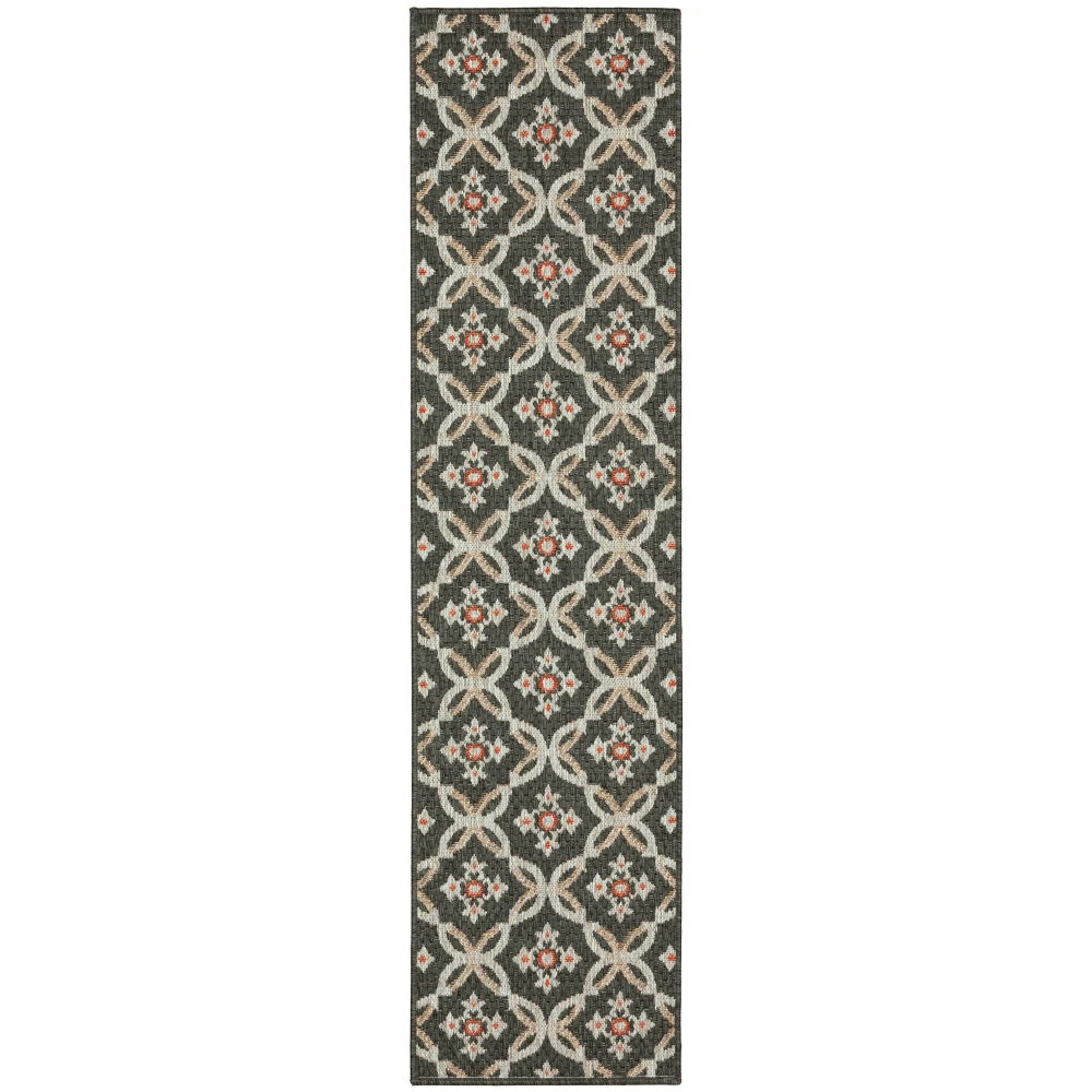 Latitude 1904K Grey/ Orange Indoor/Outdoor Area Rug - 1'10
