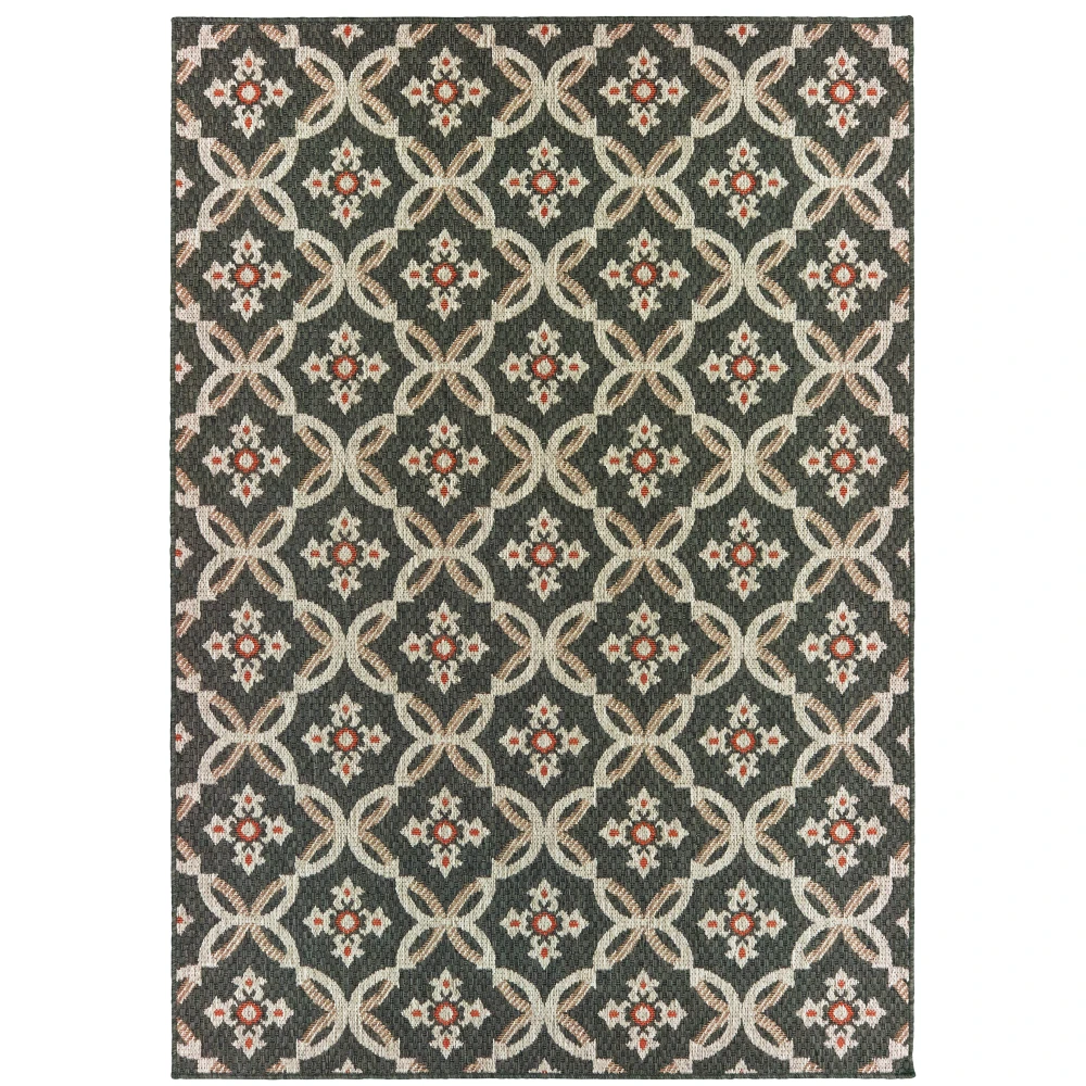 Latitude 1904K Grey/ Orange Indoor/Outdoor Area Rug - 5'3
