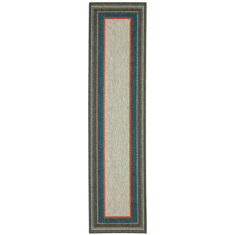 Latitude 8021L Grey/ Teal Indoor/Outdoor Area Rug - 1'10
