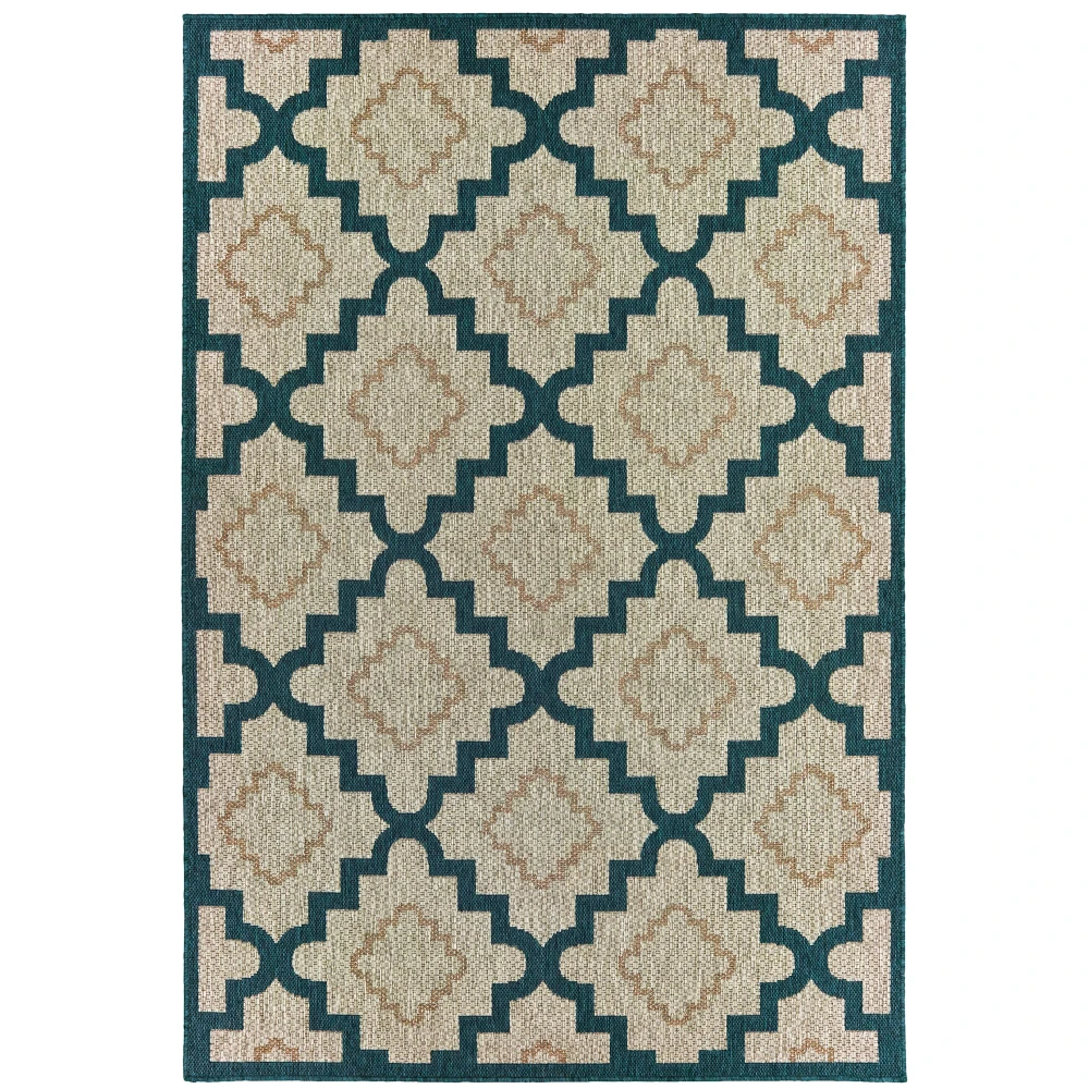 Latitude 804I3 Grey/ Teal Indoor/Outdoor Area Rug - 6'7
