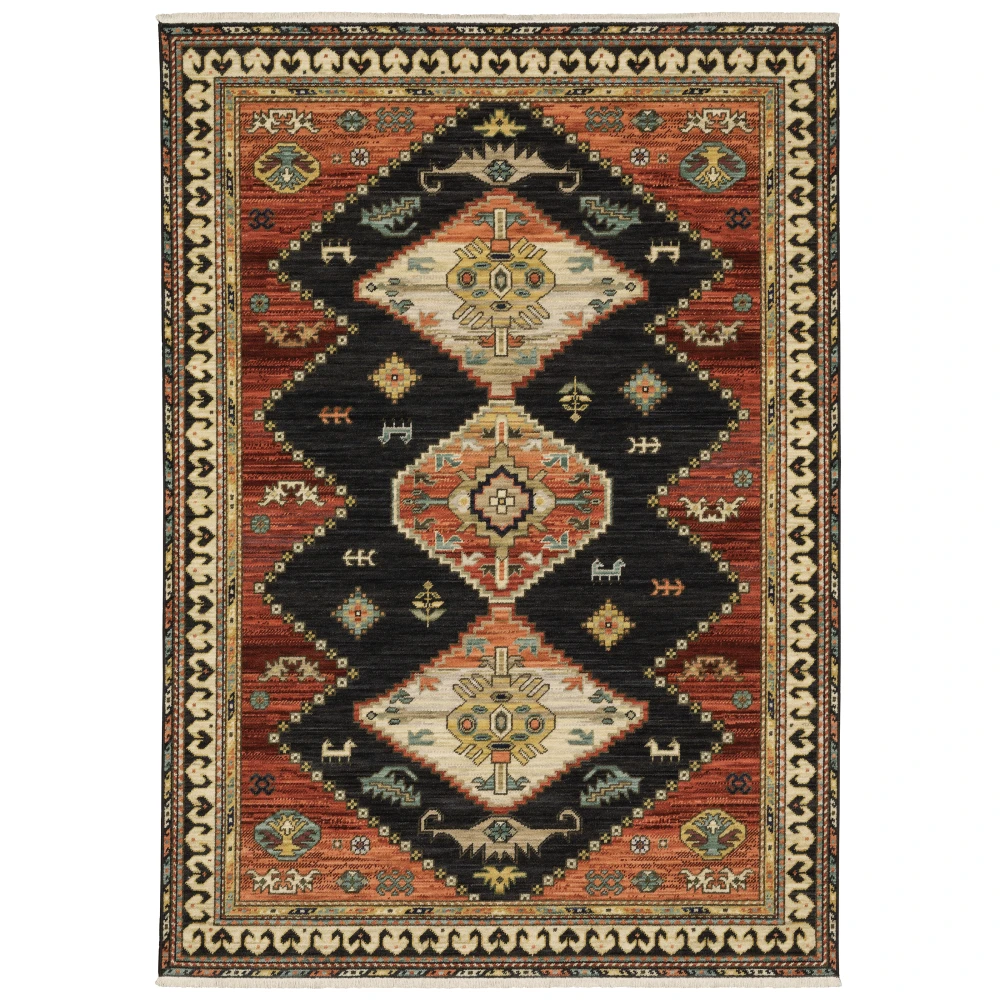 Lilihan 051K6 Charcoal/ Multi Indoor Area Rug - 5'3