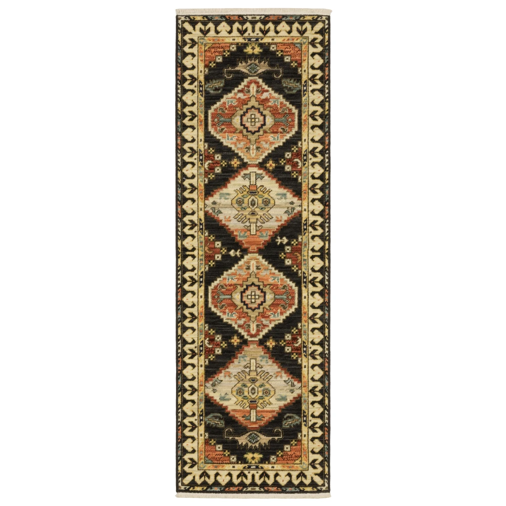 Lilihan 051K6 Charcoal/ Multi Indoor Area Rug - 2' x 6'