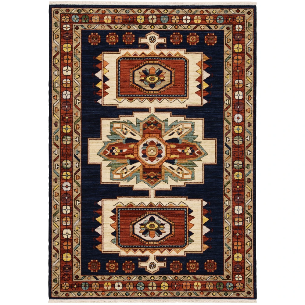 Lilihan 090B6 Blue/ Red Indoor Area Rug - 5'3