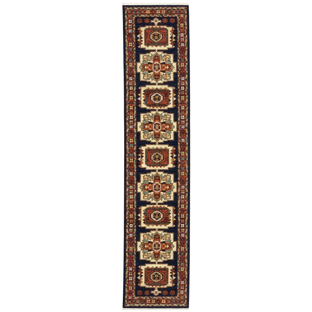 Lilihan 090B6 Blue/ Red Indoor Area Rug - 2'6
