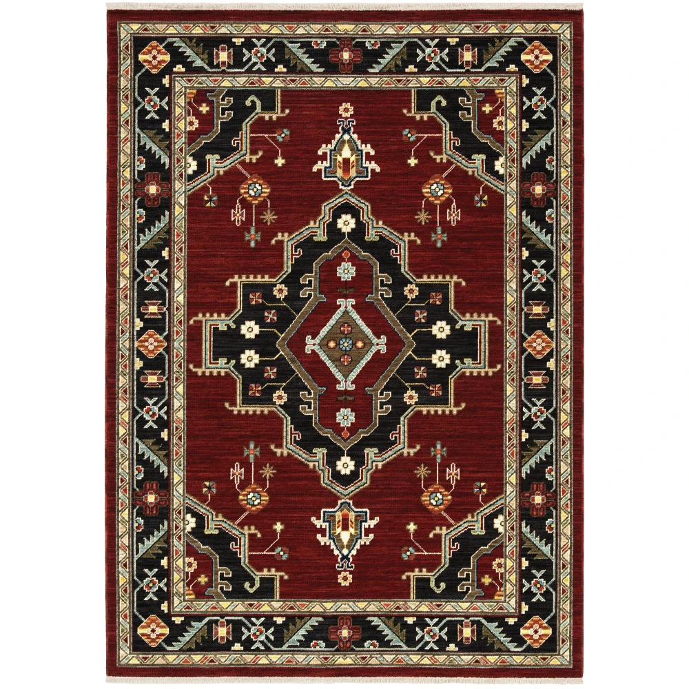 Lilihan 092R6 Red/ Black Indoor Area Rug - 5'3