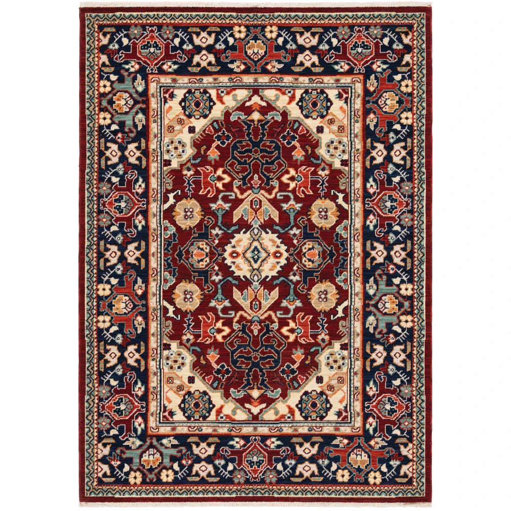 Lilihan 2062R Red/ Blue Indoor Area Rug - 5'3