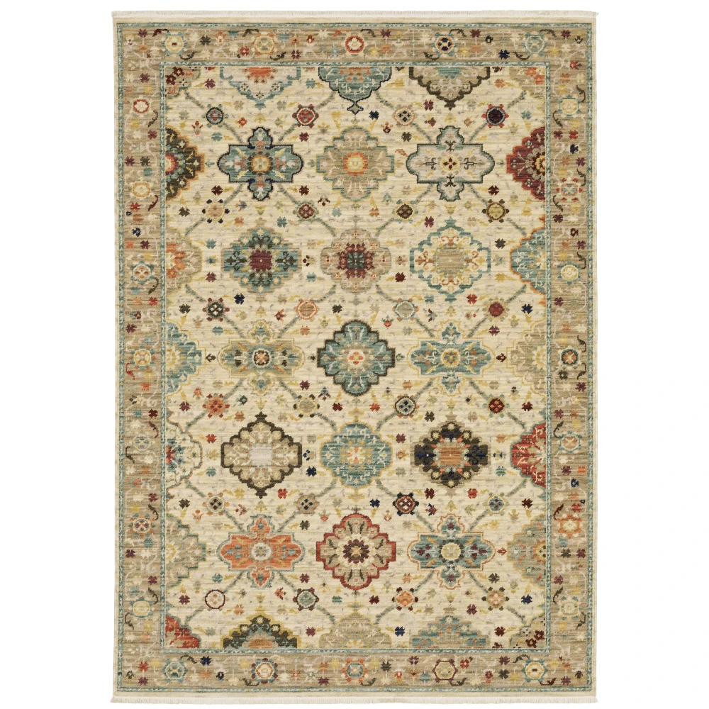 Lilihan 4601W Beige/ Multi Indoor Area Rug - 6'7