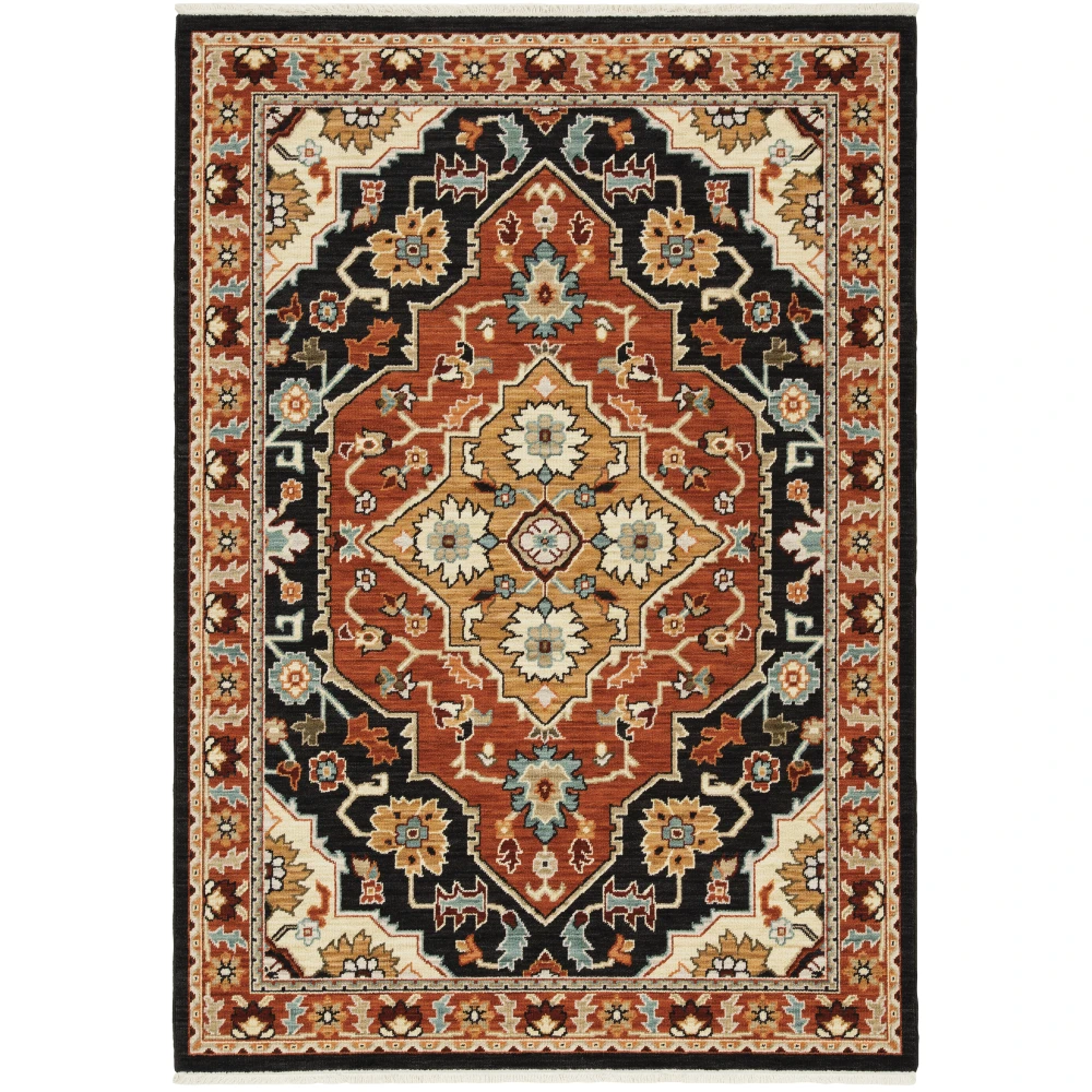 Lilihan 4929A Black/ Rust Indoor Area Rug - 9'10