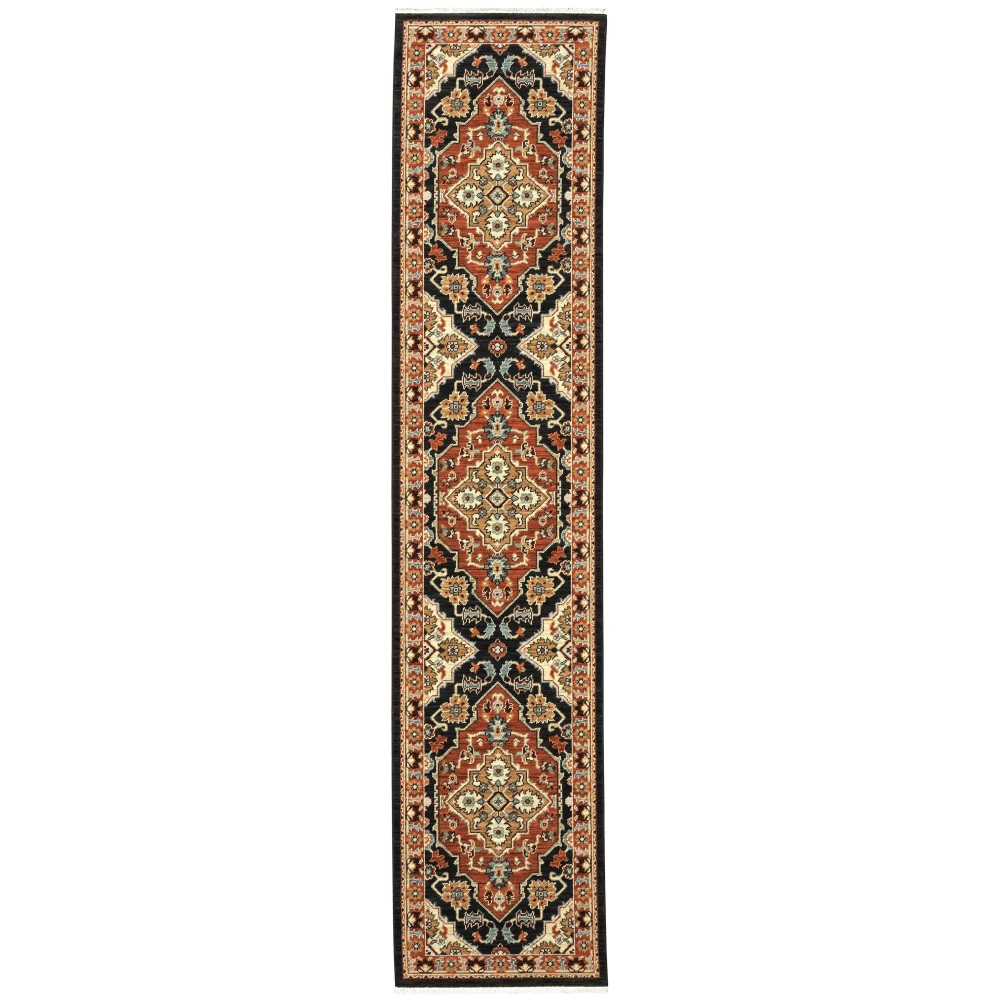 Lilihan 4929A Black/ Rust Indoor Area Rug - 2'6