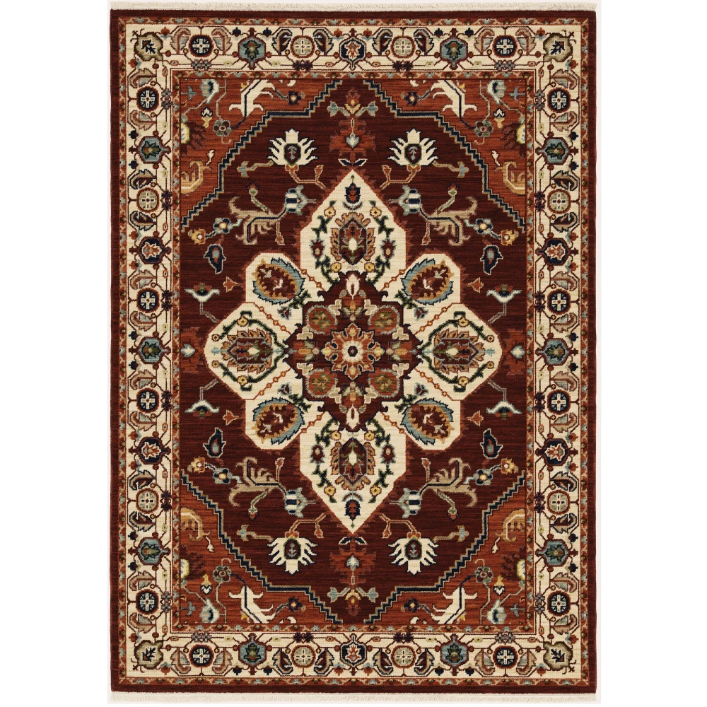 Lilihan 5502C Red/ Ivory Indoor Area Rug - 5'3