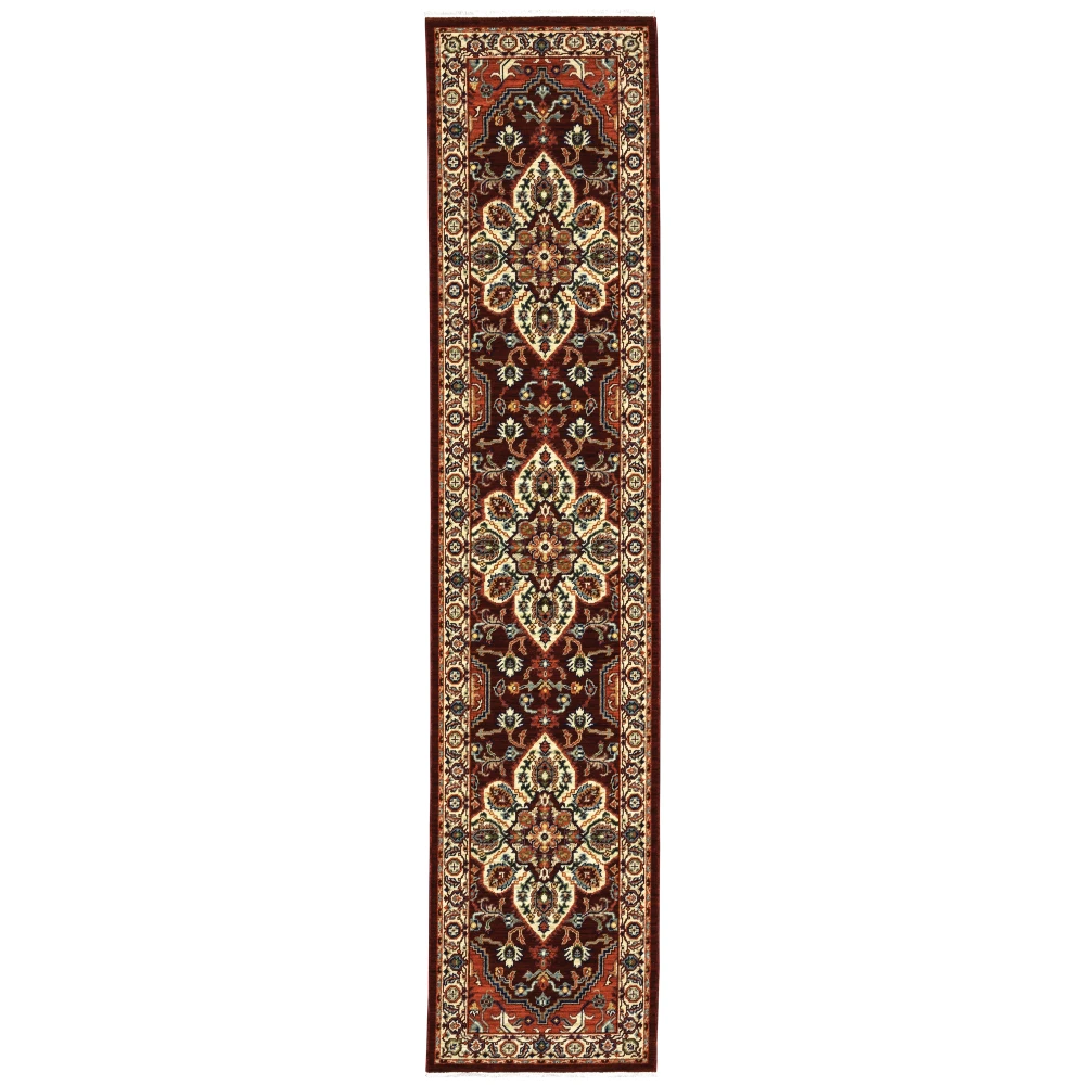 Lilihan 5502C Red/ Ivory Indoor Area Rug - 2'6
