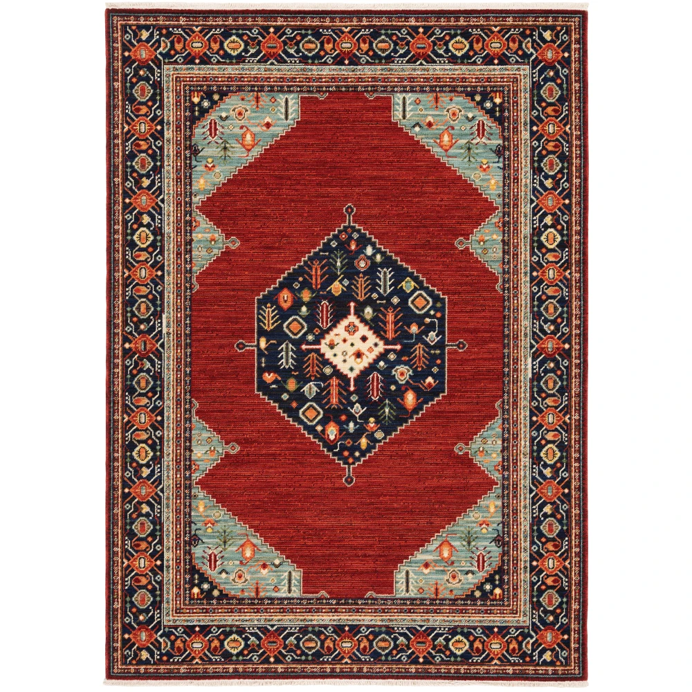 Lilihan 5503M Red/ Blue Indoor Area Rug - 5'3