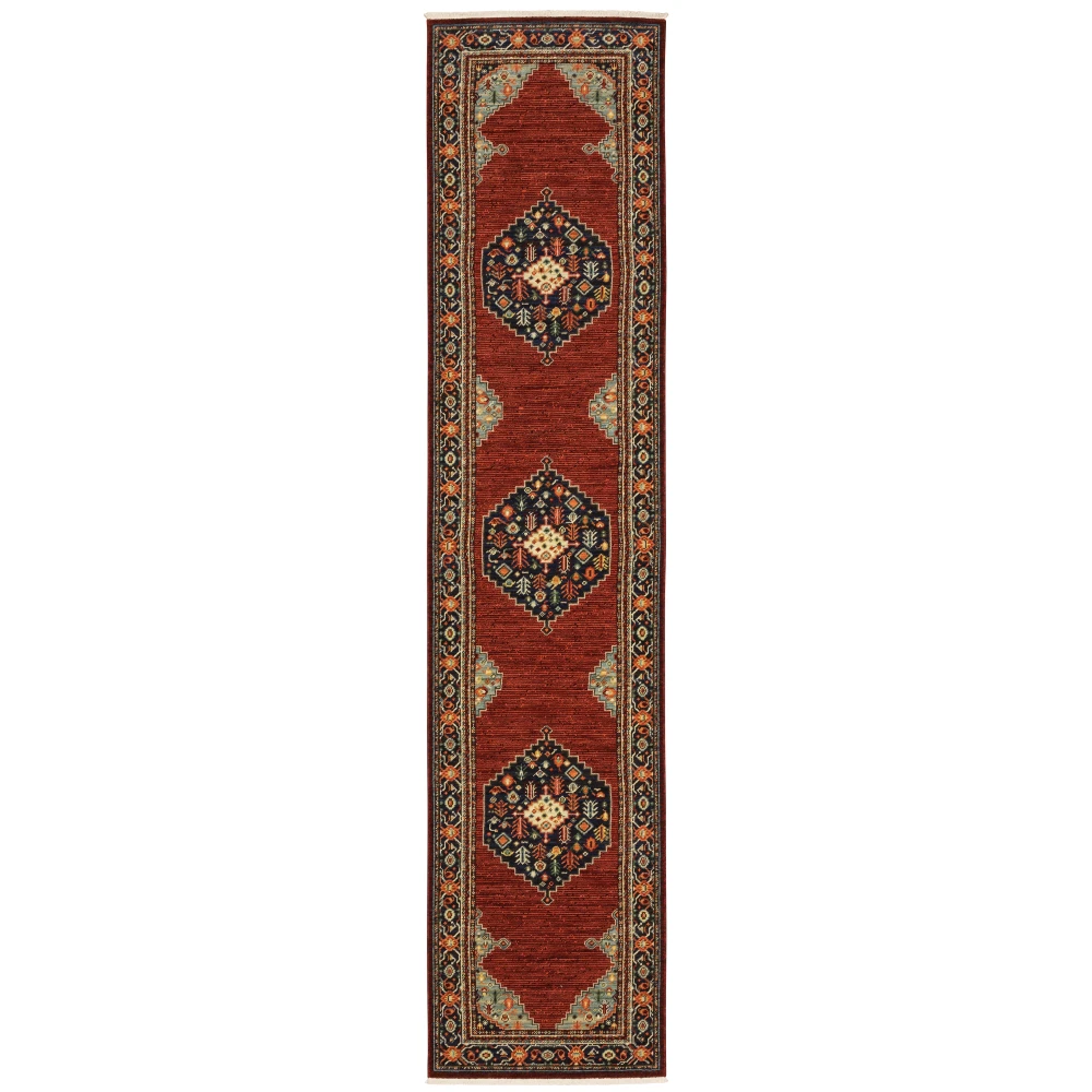 Lilihan 5503M Red/ Blue Indoor Area Rug - 2'6