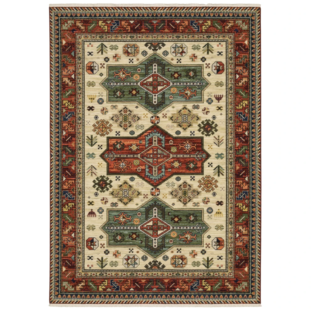 Lilihan 8022R Red/ Multi Indoor Area Rug - 5'3