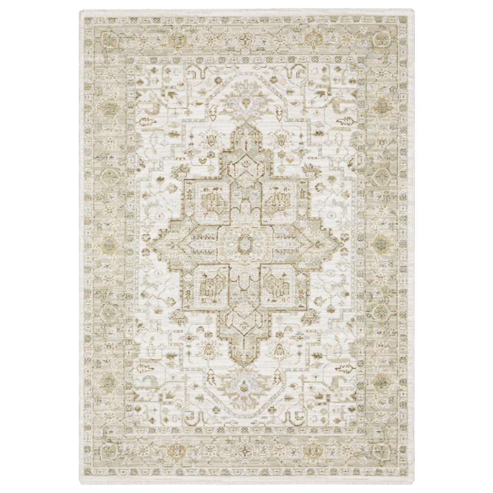 Lola LLA01 Beige/ Gold Indoor Area Rug - 6'7