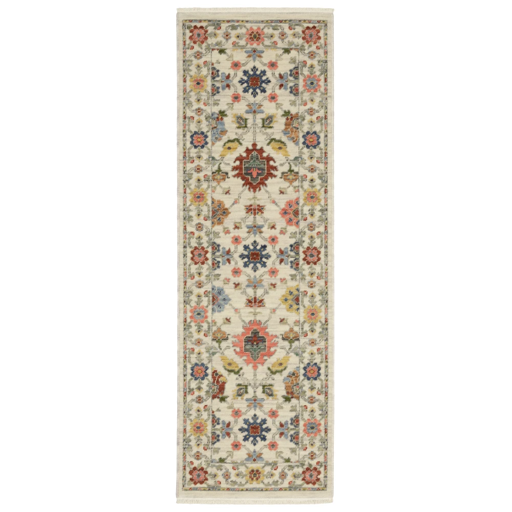 Lucca 093W1 Ivory/ Multi Indoor Area Rug - 2' x 6'