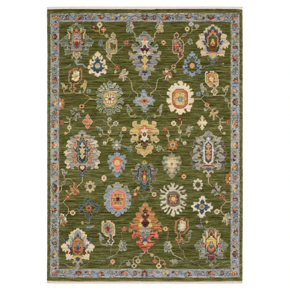Lucca 2863E Green/ Multi Indoor Area Rug - 6'7