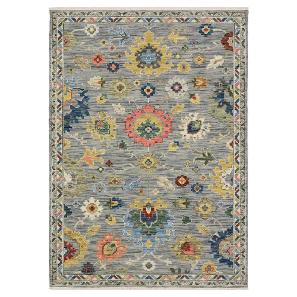 Lucca 2888G Grey/ Multi Indoor Area Rug - 5'3